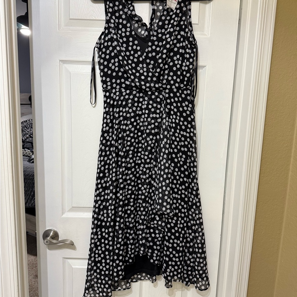 Calvin Klein Black and White Asymmetrical High-Low Dress